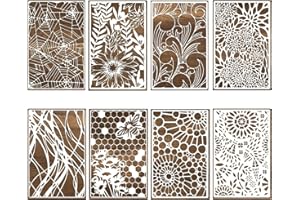 Cosyhav Stencils for Crafts Reusable,Stencils for Painting with Floral and Insect Texture,Perfect for Card Making,Scrapbooking,DIY Art,8 Sheets,18x28cm