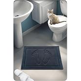 CottonCrafty %100 Pamuk Dokuma Su Emici Banyo Paspası Ayak Desen 60x40 Cm (ANTRASİT)