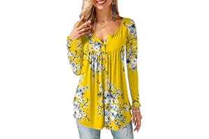 KISSMODA Ladies Shirts Ruffle Loose Button up Tunic Tops for Women