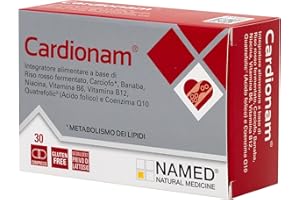 NAMED NATURAL MEDICINE NAMED Cardionam Integratore Alimentare per Metabolismo del Colesterolo e dei Lipidi | Integratori a base di Riso Rosso Fermentato, Carciofo, Coenzima Q10, Vitamine B6, B12, Acido Folico | 30 Compresse