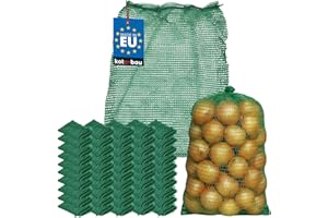 KOTARBAU® 50 bolsas Raschel 50x80 cm, verde, para patatas, frutas y vegetales, 25 kg, polipropileno, malla resistente, almacenamiento de hortalizas y cebollas.