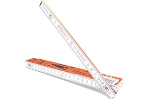 Presch Metro plegable de 2 metros con escala de ángulo | Madera | Naranja | Números grandes y altamente legibles | Encaje preciso | Metro de madera, Metro de carpintero con patrón de herramienta