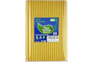 Lives on Green 19,7 cm, cannucce in carta dorata, compostabili, 100 pezzi, per bevande, cocktail, feste, matrimoni, decorazioni