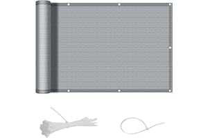 SUNNY GUARD Balcony Privacy Screen 90x500cm HDPE Fence Screen for Balcony and Patio,Balcony Cover,Sun protection and breathable,with Cable Ties,Grey