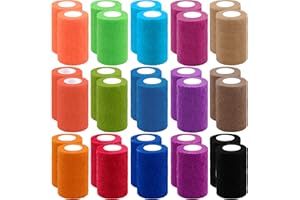 BQTQ 30 Rolls Cohesive Bandage 3 Inch Self Adherent Sport Wrap Tape Breathable Athletic Tape for Human and Animals Ankle Sprains Swelling, Rainbow Colour