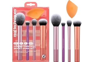 REAL TECHNIQUES The Everyday Essentials set from gives you 5 essential tools to master any look tapered, soft and fluffy bristles. Blend powder blush evenly for a smooth, natural look