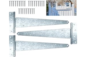 Gate Hinges Heavy Duty - Zinc Tee Hinges for Wooden Door Gate - Door Hinges Easy to Install Zinc Plated & Mild Steel Construction - 12", 300mm with Counter Sunk Design - Pack of 3, Neighbours Lane
