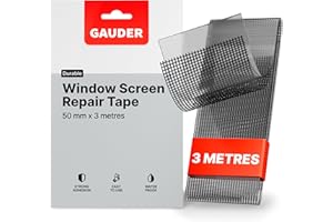GAUDER Fly Screen Repair Tape - Insect Screen Repair Set made from Fiberglass Self-Adhesive - Patch for Fly Protection Door and Window (3 m x 50 mm - black)