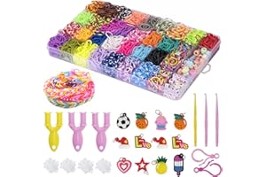 Noa Home Deco Loom Bänder Set, 2500 Stück Gummibänder für Armband Selber Machen, Zubehör Bunte Loops Gummis Set mit Anhängern und Accessoires, DIY Basteln Geschenk für Kinder Junge Mädchen
