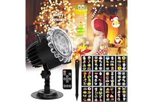 GRCFBQ Christmas Projector Lights Outdoor, 2025 Upgraded 12 HD Slides LED Xmas Light with Remote Control, IP65 Waterproof Indoor Outdoor Snowflake Projector Lights for Christmas Xmas New Year Decorations