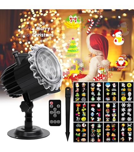 Christmas Projector Lights Outdoor,16 HD Slide Patterns,Waterproof Landscape Lamp With Wireless Remote And Timer For Christmas, Holiday, Birthday,Halloween,Wedding, Party, Garden Indoor Decorations