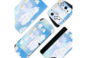 BelugaDesign Skin pour interrupteur de chien | Joli autocollant en vinyle pastel | Rouleau de cannelle Kawaii japonais Game l compatible avec Nintendo Switch (Switch OLED, bleu)
