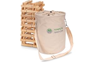 SimplySmooth XXL Worek na Spinacze do Bielizny z 50 Drewnianymi Klamerkami - 100% Bawełna, Duże Karabińczyki do Zawieszenia - Kosz na Pranie