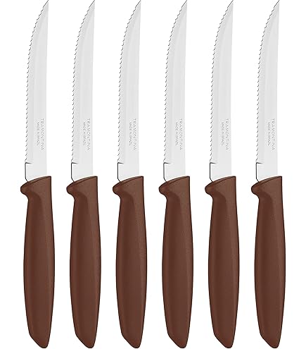 Tramontina Set 6 Coltelli Da Cucina Con Ceppo In Legno Polywood | Lame In Acciaio Inox | Manici In Legno Color Castagno - 2