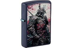 Zippo Accendino da tempesta Samurai Warrior, blu navy, colore immagine, ricaricabile, riutilizzabile, design antivento, confezione regalo, made in USA