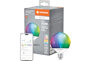 LEDVANCE Lampada LED SMART+ MATTER, smerigliata, 14W, 1521lm, forma a globo E27, luce colorata e luce bianca, compatibile con Google, Alexa, Apple, app o controllo vocale, durata fino a 20.000 ore