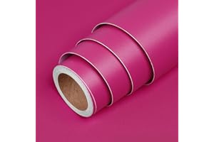 LACHEERY Papier Peint Uni Rose Foncé Tapisserie Autocollante Murale Enfant Chambre 40cm x 200cm Papier Peint Adhesif Mural Mat Vinyle Rouleau Adhesif Decoratif Imperméable pour Meuble Salon Armoire