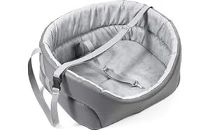 BOUTIQUE ZOO BoutiqueZoo uniwersalne siedzisko samochodowe dla psa, na przednie i tylne siedzenie pasażera, nadaje się do prania, odporne na ścieranie, legowisko i torba, rozmiar M: 51 x 40 cm, kolor szary – sztuczna skóra: imitacja zamszu