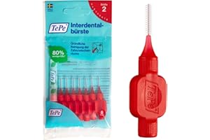‎TEPE TePe Interdentalbürste Rot ISO-Größe 2 (0,5 mm) / Für eine einfache und gründliche Reinigung der Zahnzwischenräume / 1 x 8 Interdentalbürsten