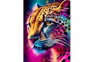 Bowetile 5D Léopard Diamond Painting, DIY Animal Diamant Painting Kit Complet, Peinture Diamant Adulte, Diamant Strass Point de Croix Cristal Painting pour Murale Décoration 30x40 cm