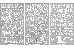 Aleks Melnyk No.34 Metal Stencils, Pyrography, Wood Burning kit 3 PCS Templates, Letters Stencils for Engraving Wood and Patterns, Alphabet and Number, Lettering, Letting, Bullet Journaling