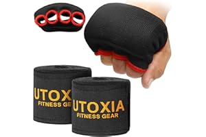 UTOXIA Boxing Knuckle Guards Gel Padded and 4.5 Meter Elasticated Hand Wraps are Included/Boxing Muay Martial Arts Strength Training Workout boxing hand wraps mens (3 IN ONE Ultimate Protection)