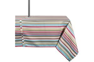 DII Adatto per interni ed esterni, versatile, lavabile in lavatrice, a righe, poliestere, stampa estiva, tablecloth, 60 x 84 w/zip