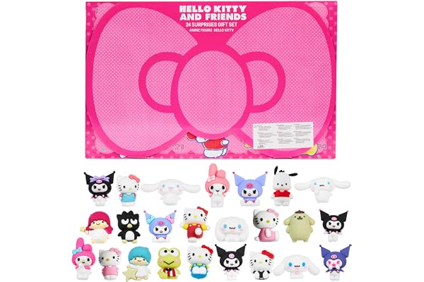 Hello Kitty Sanrio Figurines 3D 24 Pcs, Kuromi Cinnamoroll My Melody Mini Figurine Kawaii, Cute Décoration Bureau et Chambre, Idée Cadeau pour Filles (Multi 24 Pcs)