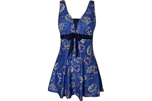 ECUPPER Womens Plus Size Swimsuit One Piece Skirted Swimwear Tummy Control Swimming Costume with Shorts