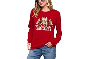 hohololo Christmas Sweatshirts Women Xmas Shirt Christmas Tree Graphics Pullover Holiday Long Sleeve Tops