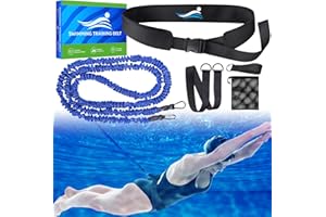 ROAXKOIS Ayuda a la natación para Piscinas de Adultos, cinturón de natación de Resistencia con cordón Ajustable, 2,5-7,5 Metros, para Cualquier Piscina sin Sistema contracorriente, Azul