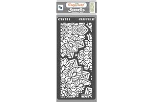 CrafTreat Stencil Mandala per pittura su legno riutilizzabili – stencil con sfondo mandala – Dimensioni: 10 x 20 cm – stencil sottili per pittura di mobili – stencil decorativo per pittura su tessuto