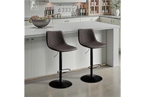 ‎STOOLINK STOOLINK 2er Set Barhocker Höhenverstellbar Barstuhl mit Mikrofaser-Leder, Küchenhocker 360° Drehbar, Barhocker mit Lehne, Tresenhocker 150kg Belastbar für Küche, Esszimmer, Lobby-Dunkelbraun