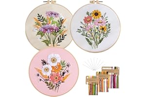 UPUPGO Stickset für Anfänger, Stickerei Kits Blumenmuster Pflanzen Erwachsene Sticken Set Kreuzstich Kit 3 Kreuzstichmuster Kreuzstich Set für DIY Kunst, Handwerk