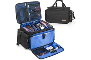 AKOZLIN DJ-Kabel-Dokumententasche mit abnehmbaren Trennwänden und Kabeltaschen an der Unterseite, für Musiker, Reise-Gigbag für 15-Zoll-Laptop, professionelle DJ-Ausrüstung