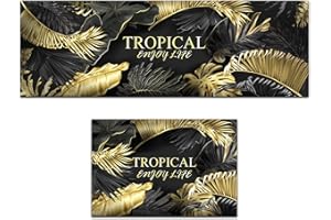 XIAOBUDIAN PVC Kitchen Mats Rugs Sets Washable Non-Slip 40x60+40x120 cm PVC Kitchen Floor Runner 2 Pieces for Kitchen,Living Room,Bedroom,Yoga Room. (Style E)