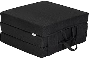 Fun!ture Single Foldable Z Bed Mattress | Indoor Portable Folding Sofa Bed | For Living Room & Bedroom | Great For Sleepover & Guests | Soft & Comfy Futon Set With Carry Handles (Charcoal)