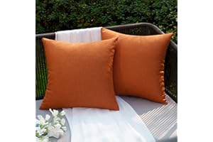 EMEMA Funda Cojines Exterior Impermeable Fundas de Almohadas de Lino de Sofá Almohadas Decorativas Modernas para Salón Cama Silla Oficina Dormitorio Habitacion Lumbar 2 Piezas 50x50cm Naranja