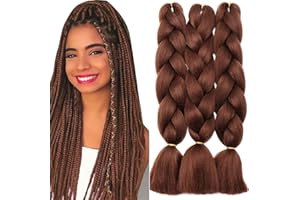 TESS 60 cm Extension per Treccine Africane Marrone Rossastro, Extension Capelli Treccine 1 Pezzi Jumbo Treccia (100g/Pezzi) Capelli Finti per Treccine