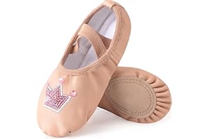 Mulnall Filles Ballet Chaussures Classique Cuir Yoga Ballerine Chaussure de Danse Pilates Pantoufles Danse Pratique Gymnastique Chaussons Split Plate pour Filles Enfants Femmes