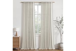 MRTREES Tende Lino Naturale Semitrasparenti per Interni Camera da Letto Soggiorno Moderne 2 Pezzi 140x260 cm Tenda Salotto Eleganti Tende Cucina Porta Finestra con Passanti Nascosti