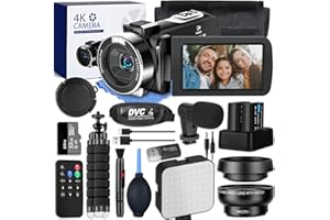 G-Anica Caméra 4K 60fps Flip Screen pour Youtube, caméra avec contrôle WiFi et IR, 18X Zoom Recorder, kit de caméra d'enregistrement vidéo numérique IR pour Youtube. Mini DV avec Carte TF 32gb