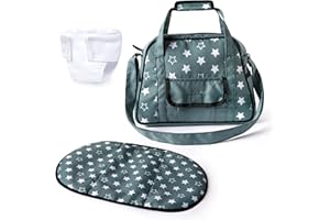 Bayer Design 69058AA Wickeltasche für Puppen, Winkelunterlage, Stoffwindel, Puppenzubehör, Tasche, Nordisches Grün