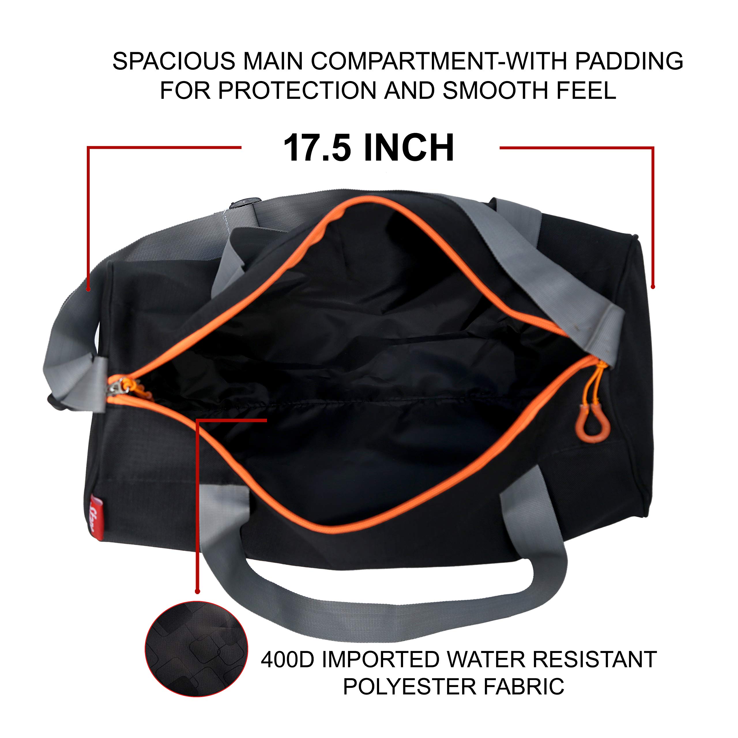 Sfane Gym Bags for Men with Separate Shoe Compartment Sports Gym Bag for Women Duffle Bags for Gym, Duffel Bags Sports Bag - Orange & Black - Image 7