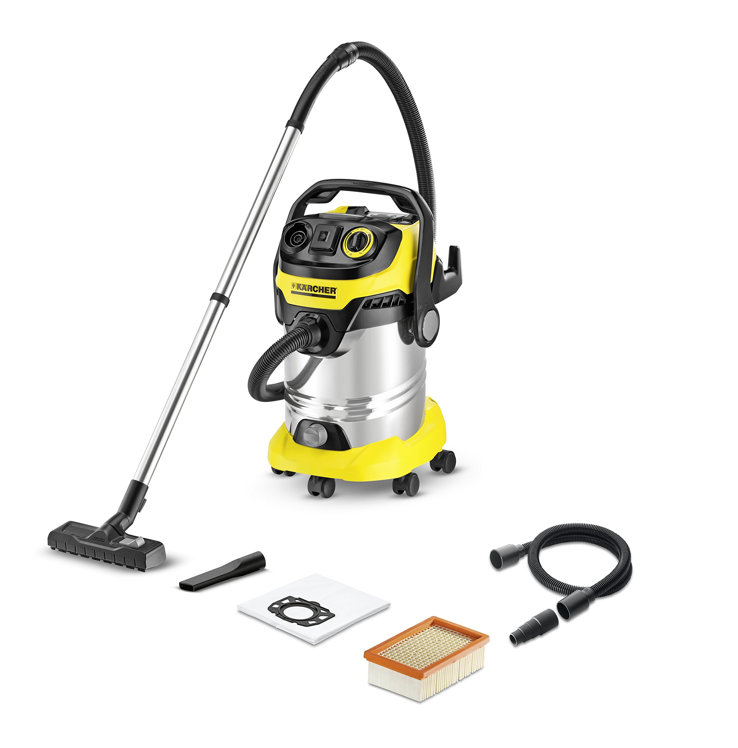 Kärcher 1.348-270.0 WD 6 P Premium Mehrzwecksauger, 1300 Watt, Gelb/Schwarz