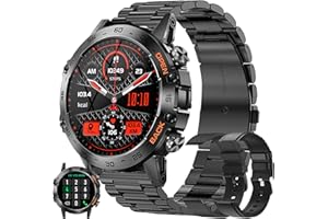 MYSHUN Smartwatch Herren mit Telefonfunktion,1,39”Touchscreen 5ATM Wasserdicht Sportuhr mit Blutdruckmessung, SpO2, 100+ Sportmodi, Outdoor Fitness Tracker Militär Uhr kompatibel mit iOS Android (Schwarz)