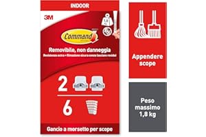 Command Coinceur à Balai - Lot de 2 Supports et 6 Bandes Adhésives - Rangement pour Balais et Serpillières - Fixation sans Dommage