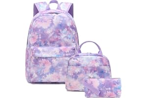 Kimwadalh Sac à Dos pour Filles Cartable Fille Secondaire et Primaire Enfants 3 PCS Sets de Sacs Scolaires Ensemble de Sacs d'école,avec Sac à Lunch et Trousse