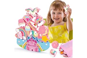 DejaNard Wooden Stacking Blocks and Building Toys for 1-7 Year Old Girls - Unicorn Birthday Presents