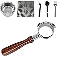 NEOUZA 51mm Bottomless Portafilter Compatible with Swan Retro,Gevi,Oster Nova PrimaLatte Coffee Machines with Stainless Steel Replacement Filter Basket Wooden Handle Gift Set